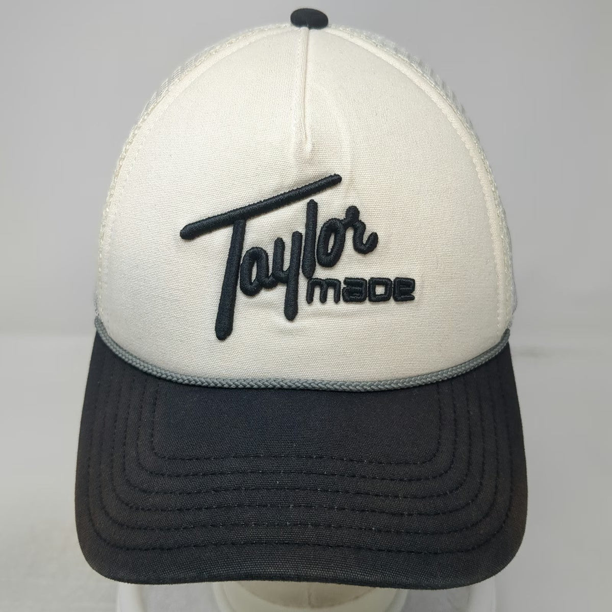 TaylorMade Trucker Hat White One Size Mesh Snapback Golf Rope Brim Script Logo