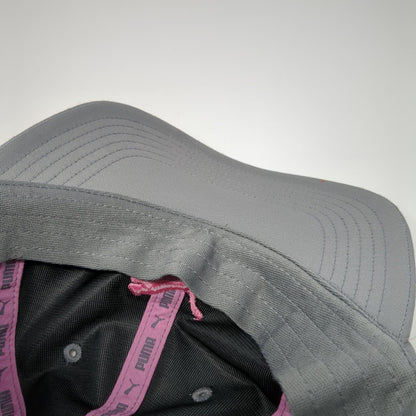 PUMA Slideback Hat Gray One Size Adjustable Embroidered Vented Holes 6 Panel
