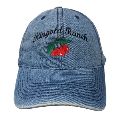 Ringold Ranch Cherry Strapback Hat Blue Denim OSFM Embroidered Otto