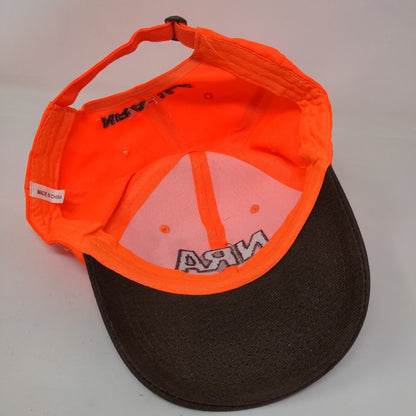 NRA Slideback Hat Orange One Size Adjustable Embroidered Vented Holes 6 Panel