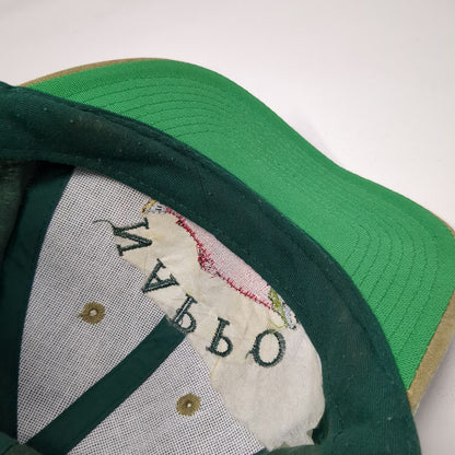 Head To Toe Snapback Green Beige Embroidered Salmon Fish Nappo Hat Vintage