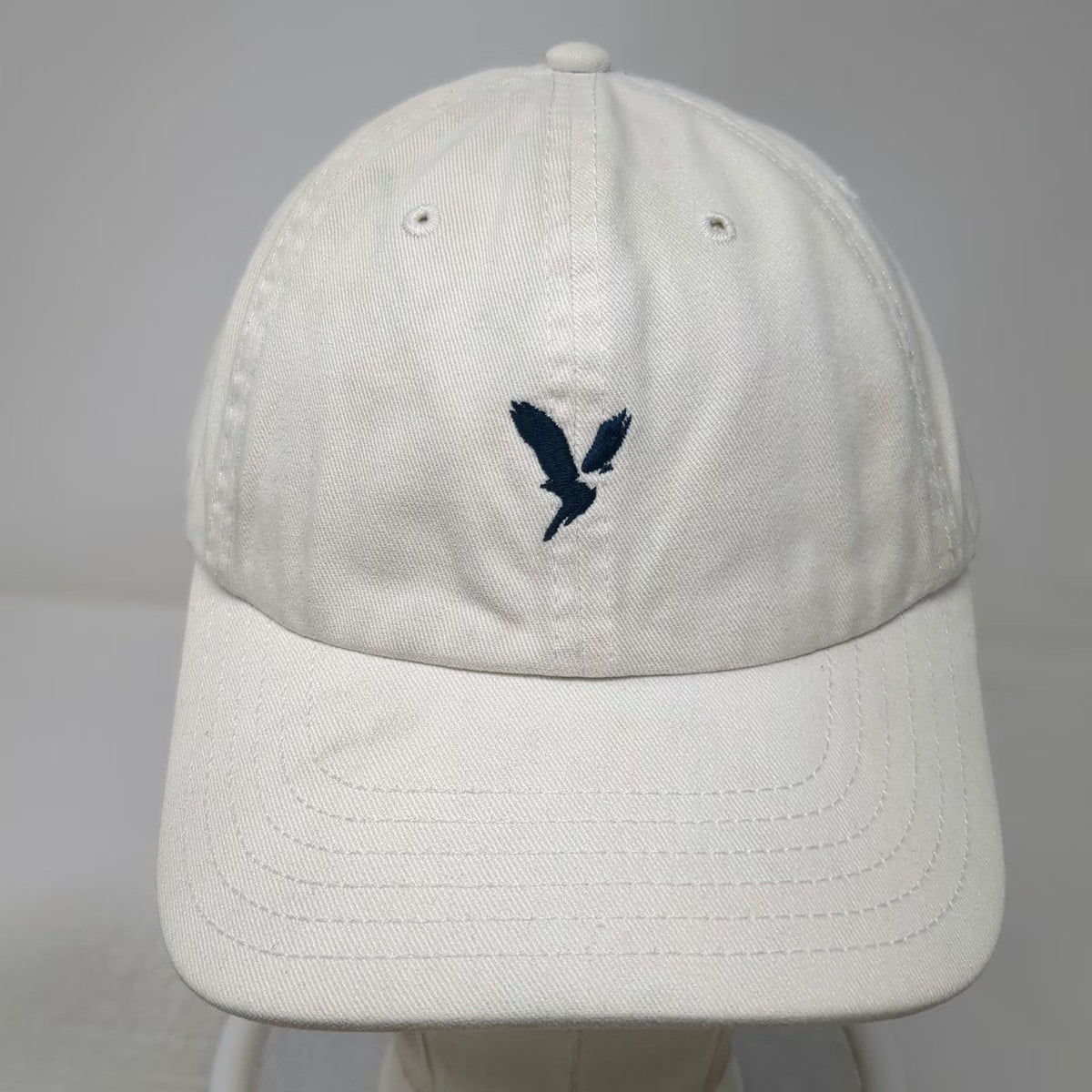 American Eagle Baseball Cap White Blue One Size Embroidered Logo Slideback Hat