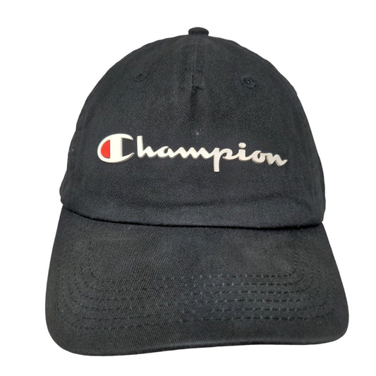 Champion Slideback Hat Black OSFA Adjustable Embroidered 6 Panel Cotton