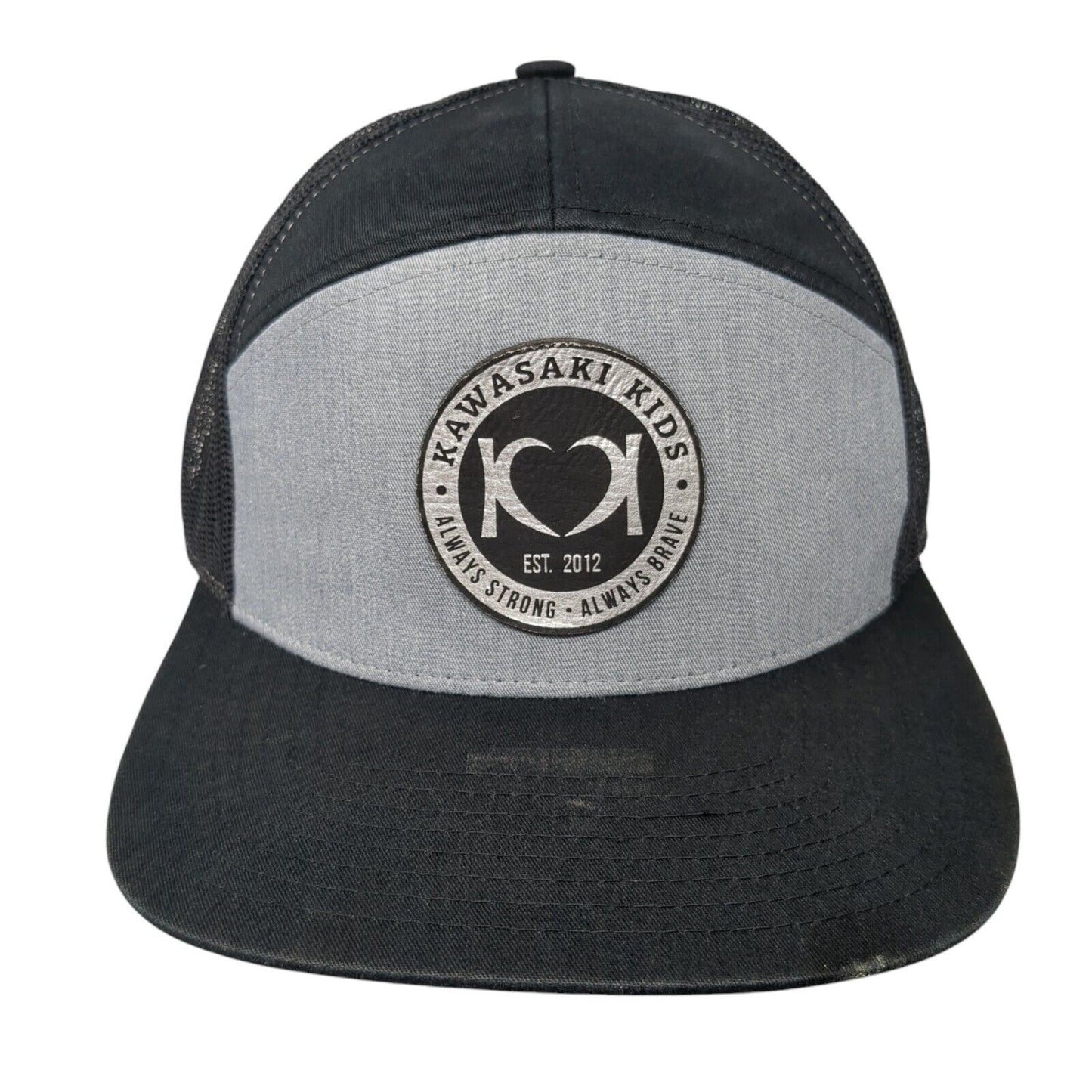 Kawasaki Kids Always Strong Always Brave Snapback Trucker Hat Black OS Mesh