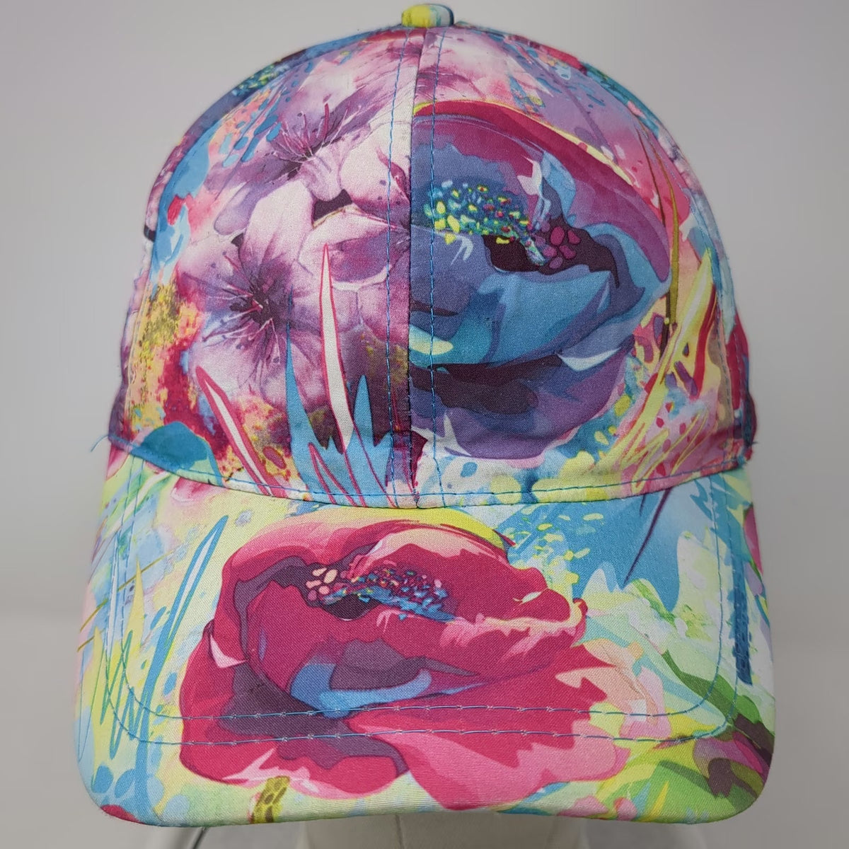 Bongo Baseball Cap Pink Floral All-Over Print One Size Strapback Hat Polyester