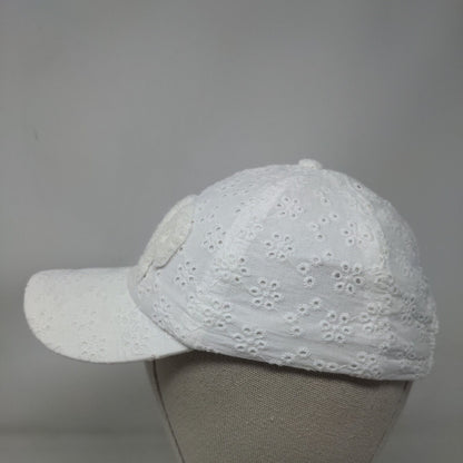 Gap Kids Stretch Strapback Hat White Small/Medium Eyelet Lined
