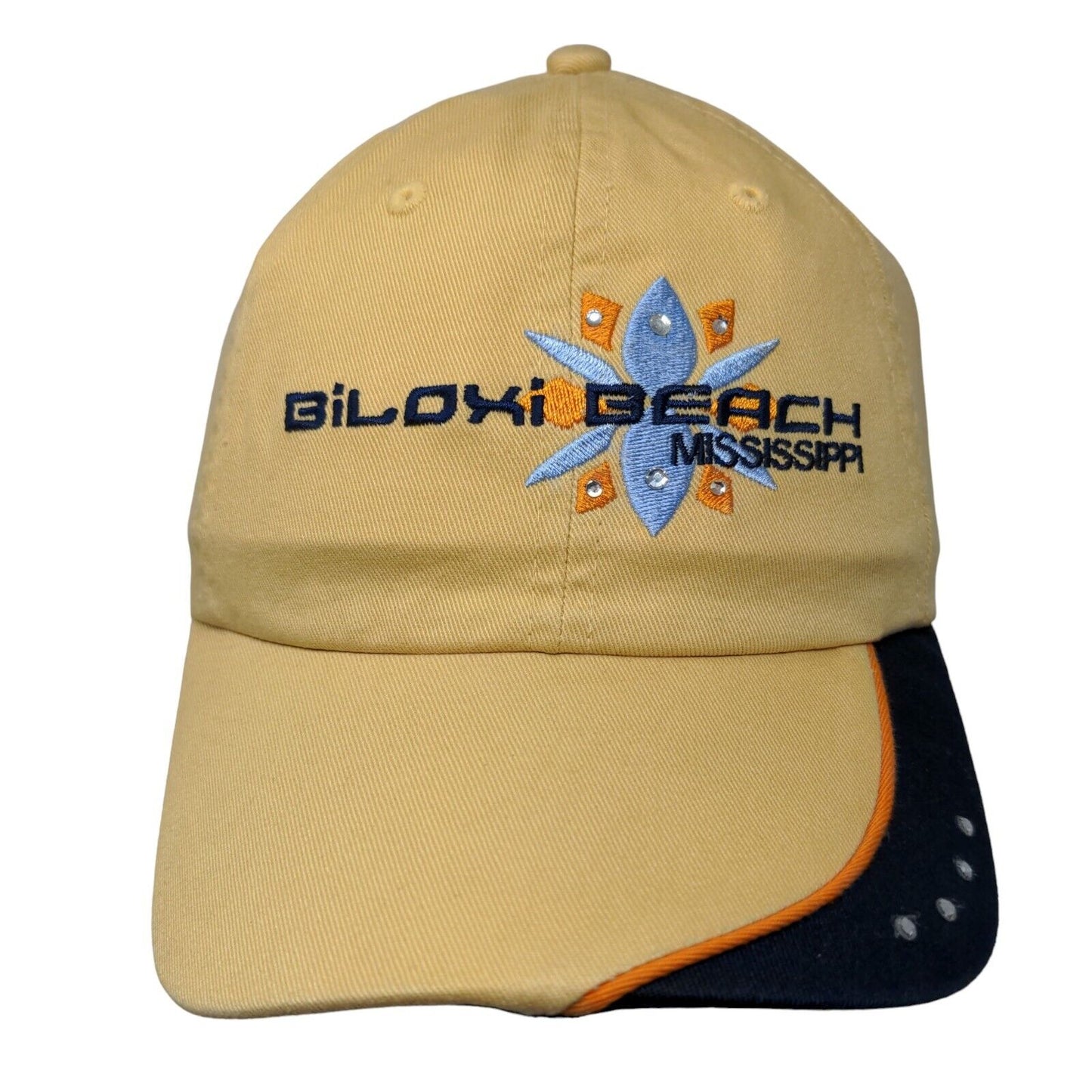 Biloxi Beach Mississippi Strapback Hat Multicolor OSFA Embroidered Bling