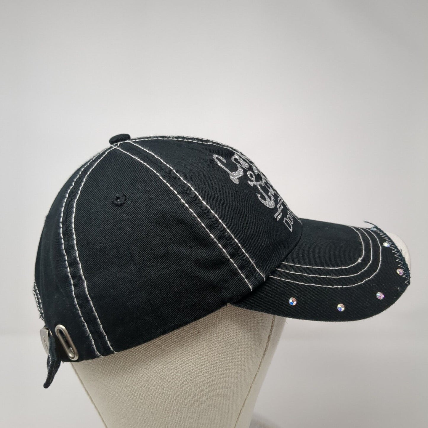 Lake Hair Don't Care Slideback Hat Black One Size Adjustable Rhinestone