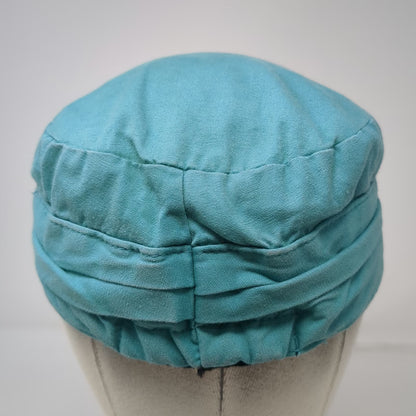 Army Cap Blue One Size Distressed Frayed Ruched Band Cadet Military Style Hat
