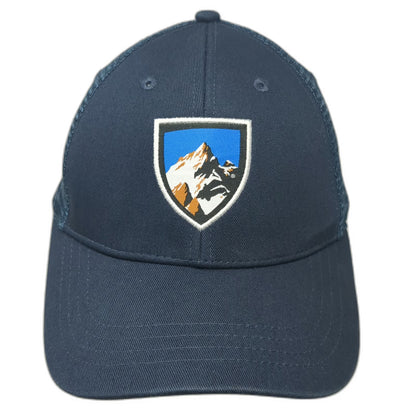 KÜHL Trucker Hat Blue One Size Mountain Patch Mesh Back Snapback Shield Logo