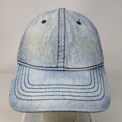 Unbranded Slideback Hat Blue OSFM Adjustable Vented Holes 6 Panel Denim Blank