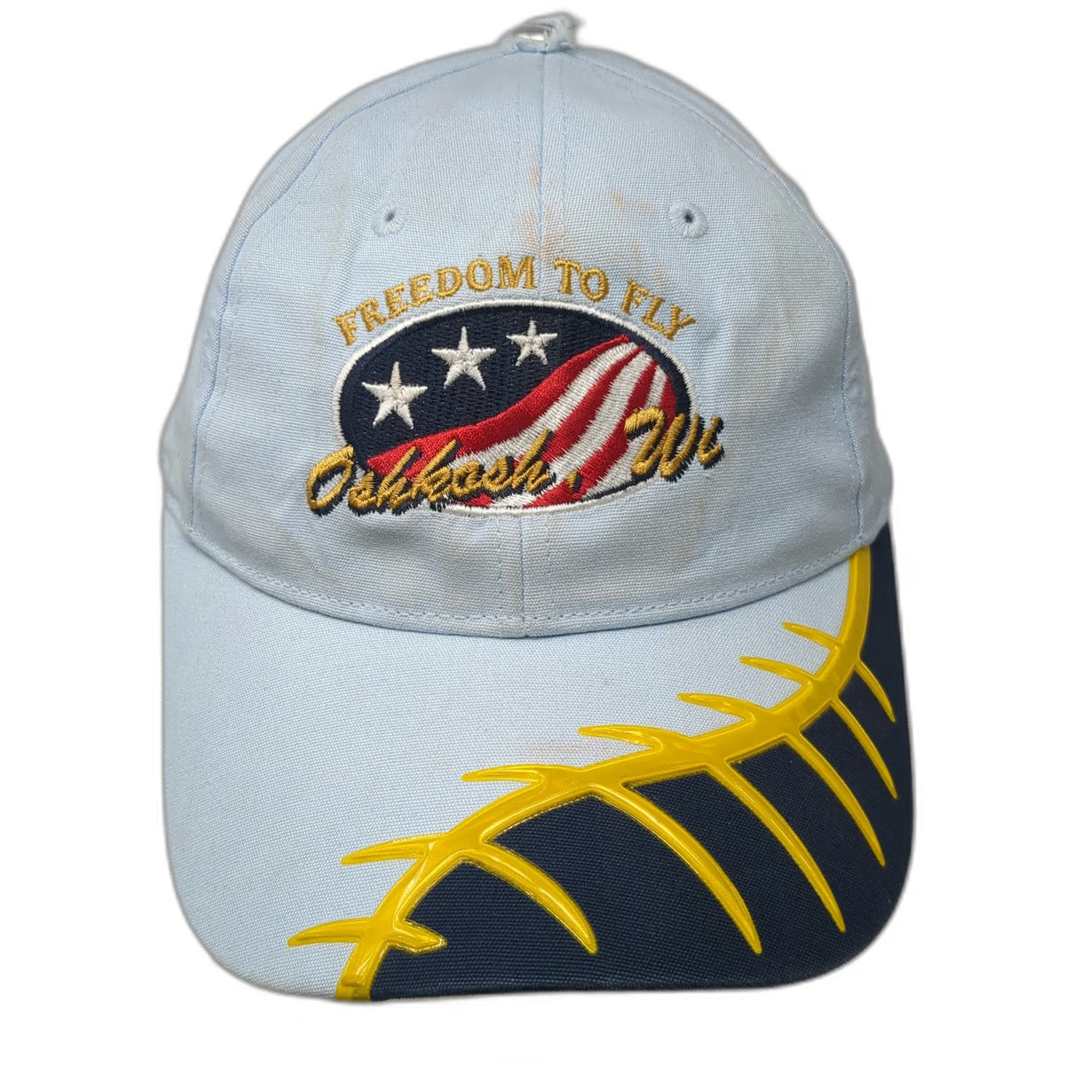 Headgear Baseball Cap Blue One Size Freedom to Fly Oshkosh WI American Flag hat