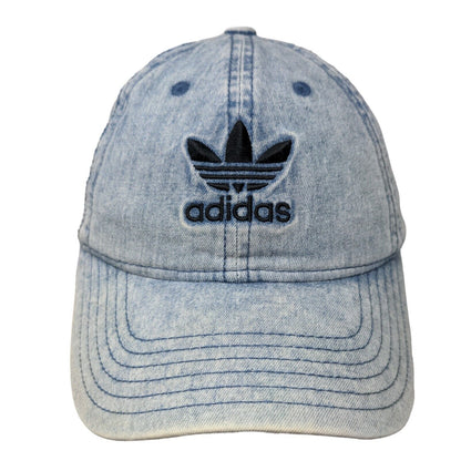 Adidas Trefoil Women's Slideback Hat Blue Denim OSFW 3 Stripes Embroidered