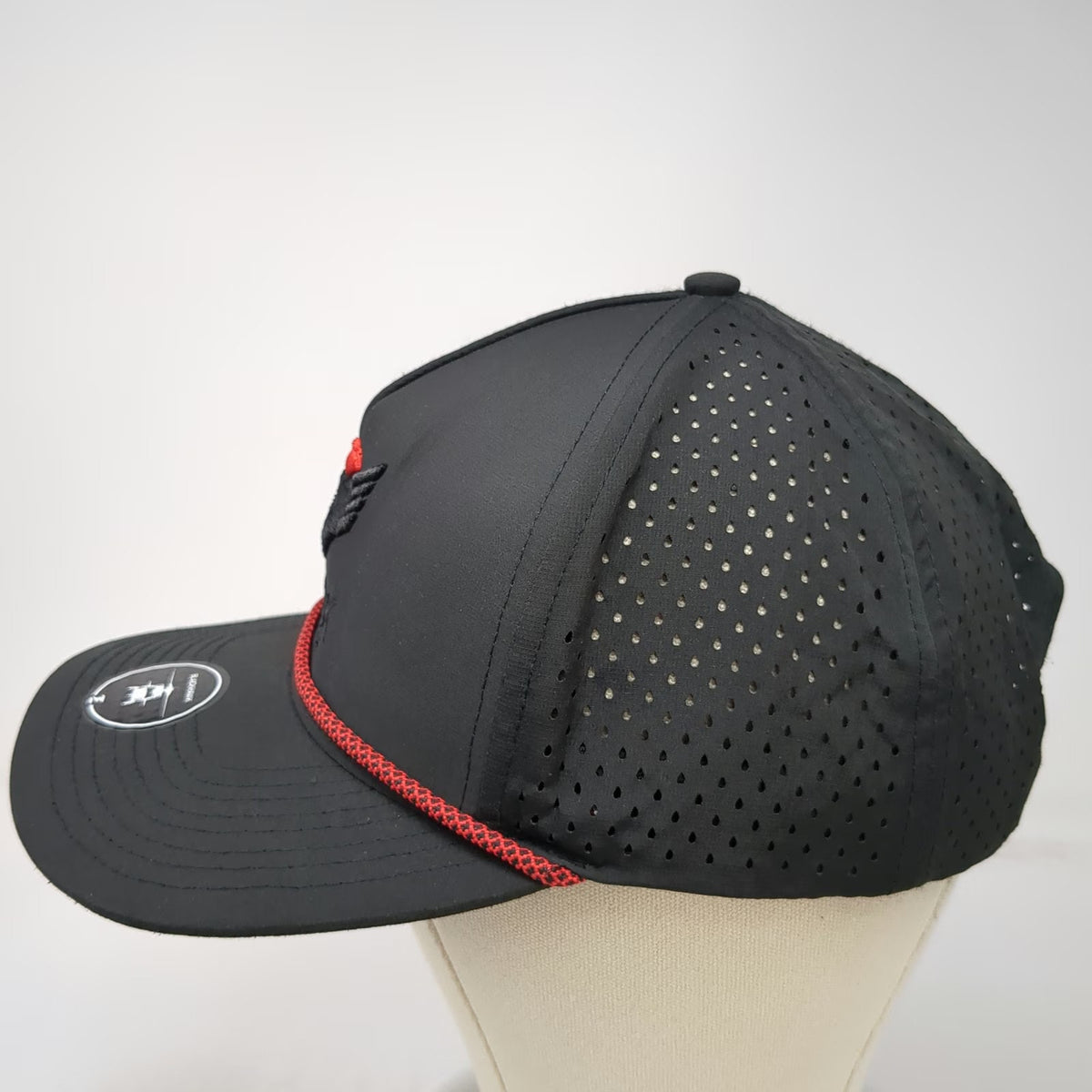 Blackhawk Trucker Hat Black One Size Red Rope Perforated Snapback Lacrosse Logo