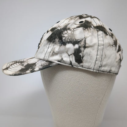 Adidas Baseball Cap Black White One Size Tie Dye Trefoil Logo Strap Buckle Hat