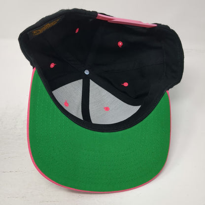 Yupoong Nutrishop NS Hat Snapback Black Pink One Size Flat Brim Green Undervisor