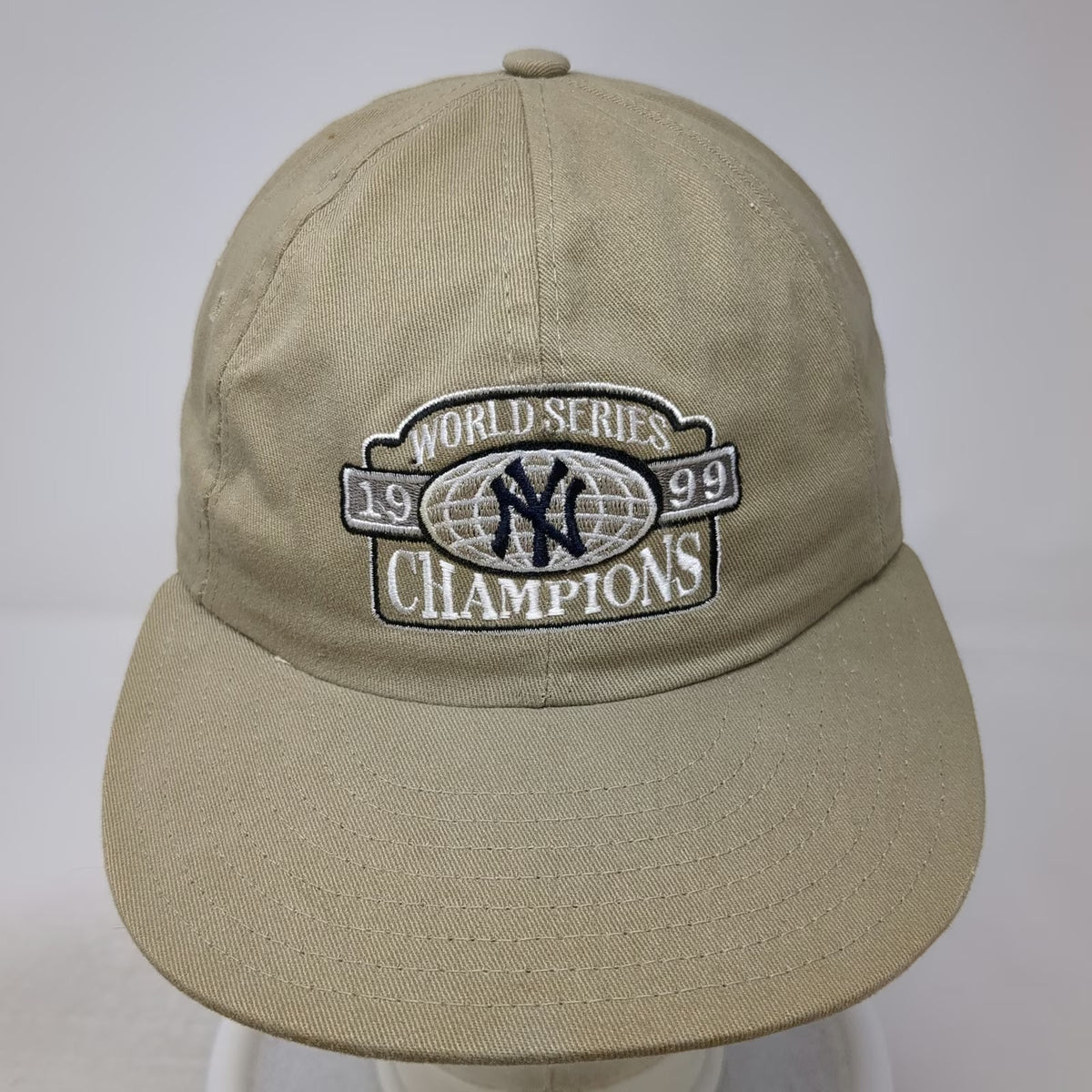 NY Yankees MLB New Era 1999 Champions Beige Baseball Cap Hat Slideback Vintage