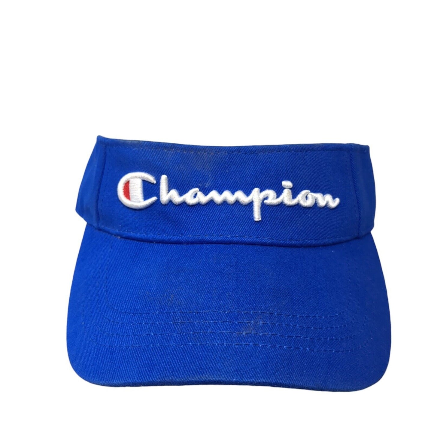 Champion Strapback Sun Visor Hat Blue One Size Adjustable Embroidered Breathable