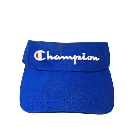 Champion Strapback Sun Visor Hat Blue One Size Adjustable Embroidered Breathable