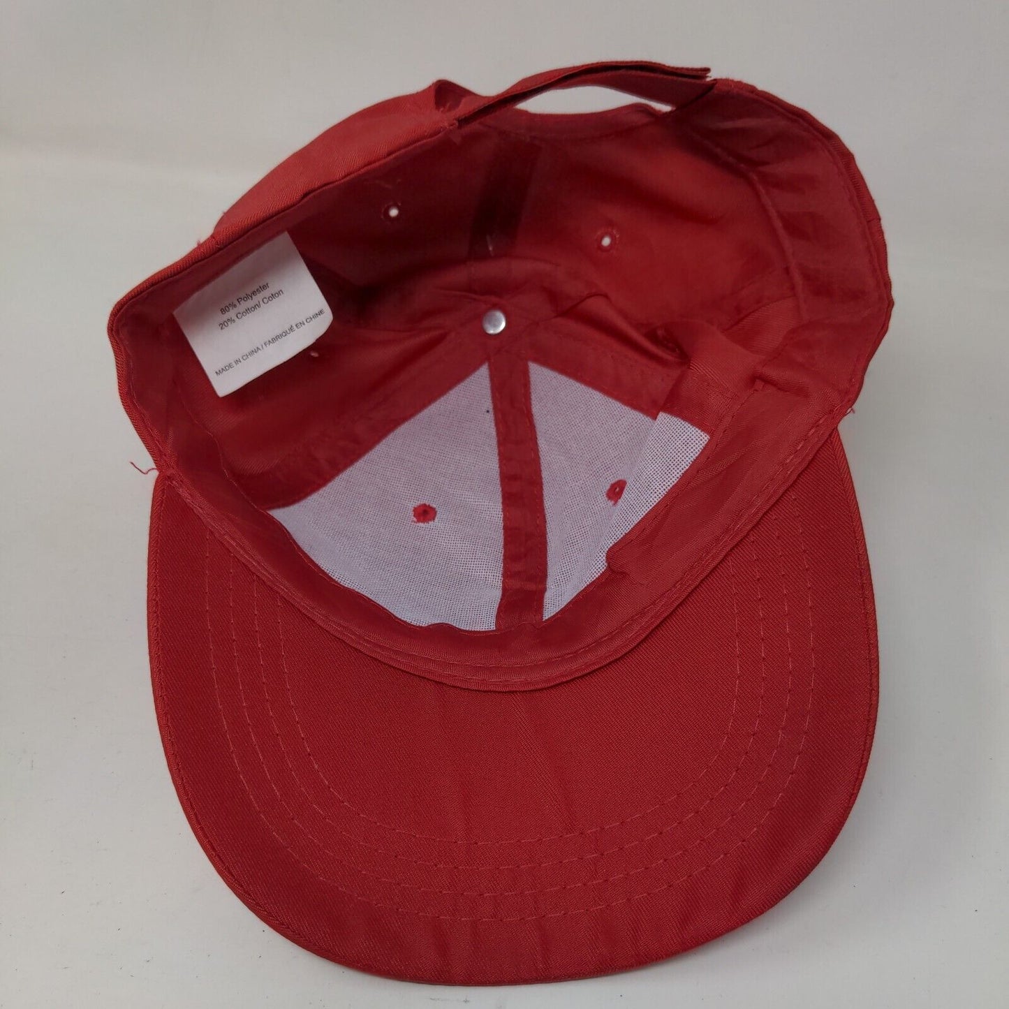 Unbranded Strapback Hat Red One Size Adjustable Vented Holes 6 Panel Blank