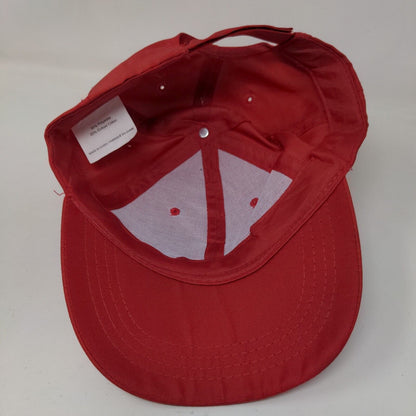 Unbranded Strapback Hat Red One Size Adjustable Vented Holes 6 Panel Blank