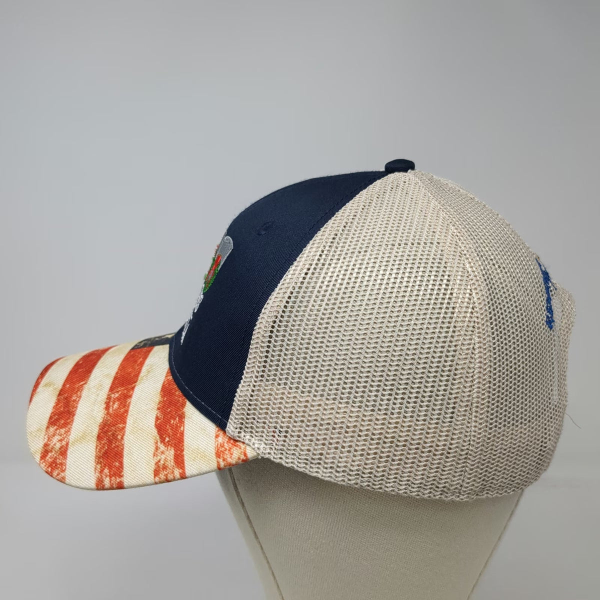 Cap America Blue Trucker Hat One Size Wreaths Across America American Flag Brim