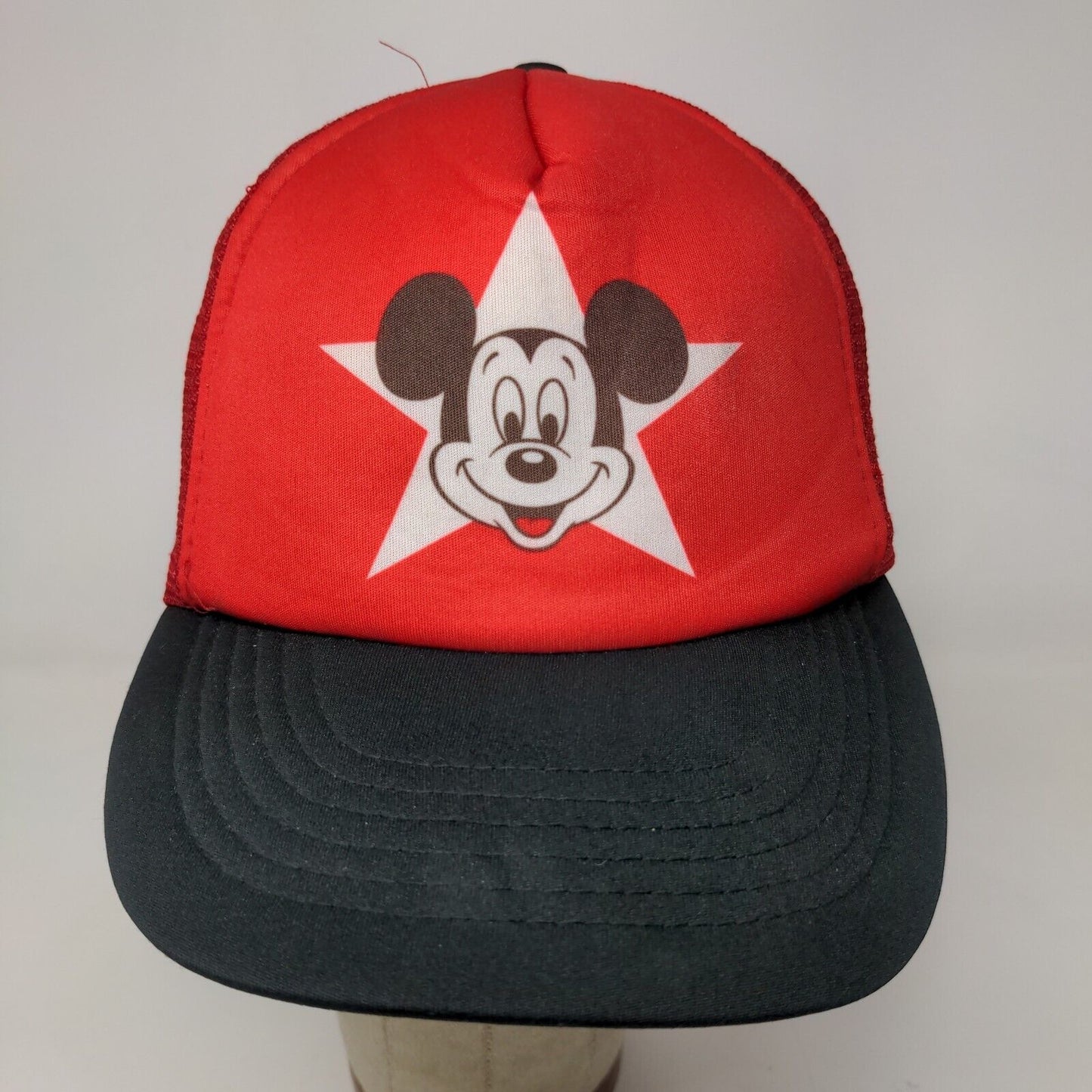 Disney Men's Snapback Mesh Back Hat Red Size OSFA Vintage Mickey Mouse Club