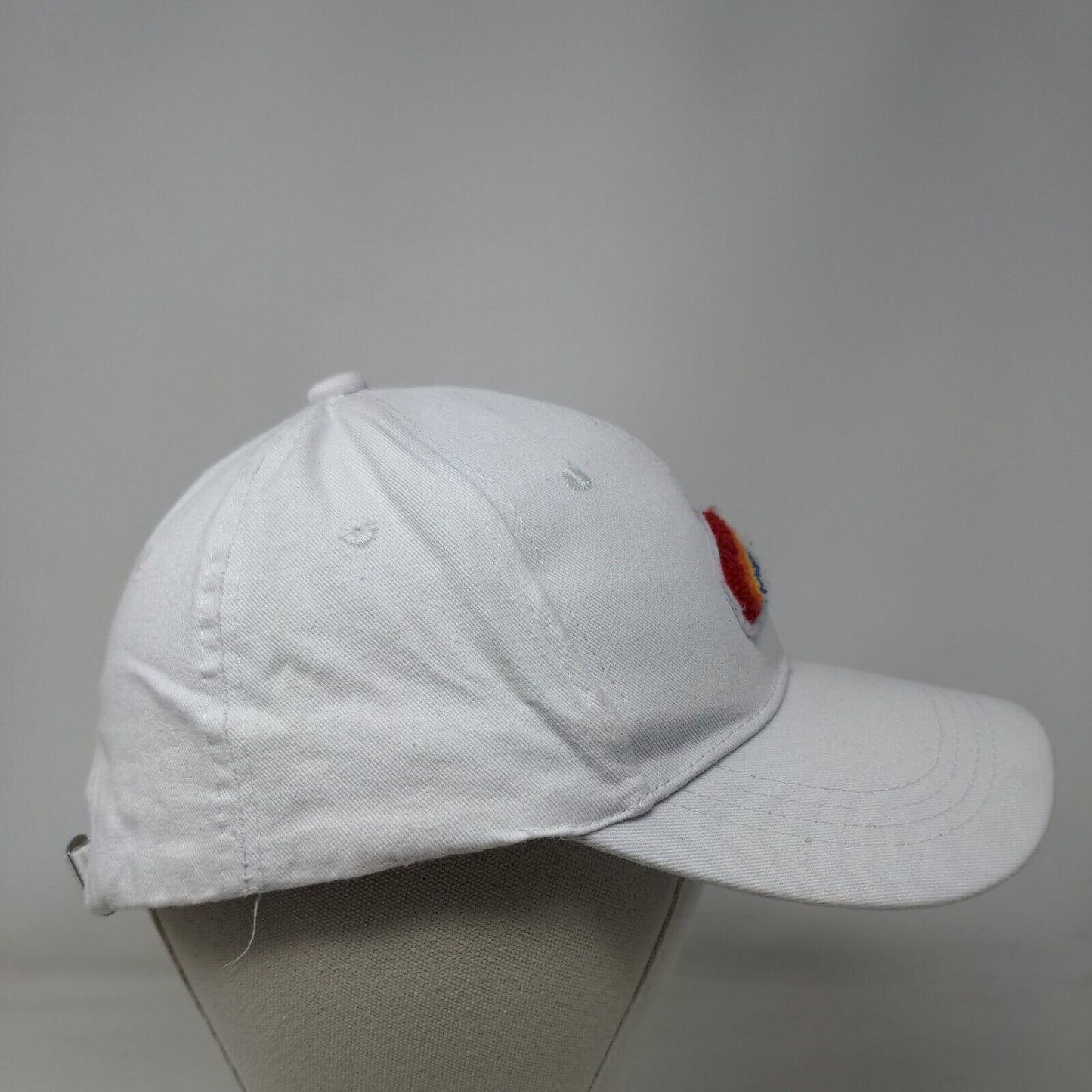 Rainbow Slideback Hat White One Size Adjustable Colorful Vented Holes 6 Panel