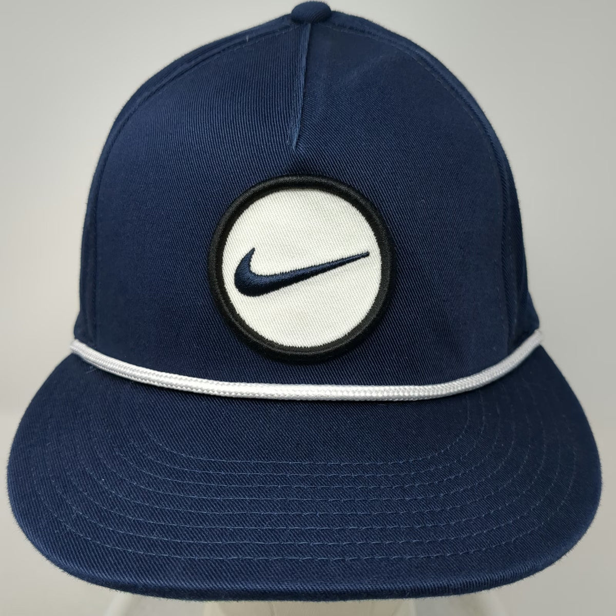 Nike 5 Panel Blue One Size Snapback Rope Green Under Visor Swoosh Logo Hat