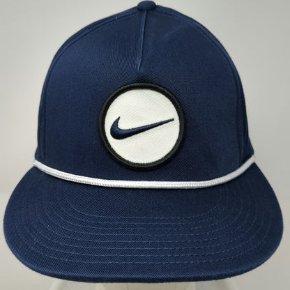 Nike 5 Panel Blue One Size Snapback Rope Green Under Visor Swoosh Logo Hat