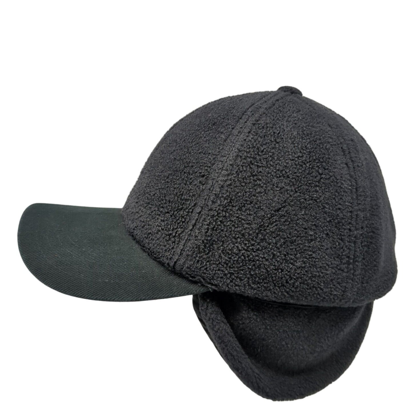 Paramount Headwear Fitted Hat Black Medium Ear Flap Solid Fleece Blank