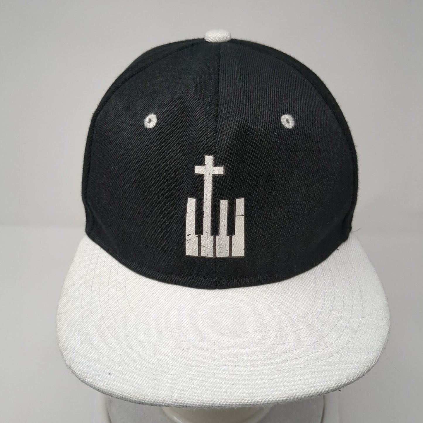 Piano Cross Snapback Hat Black One Size Adjustable Colorblock 6 Panel