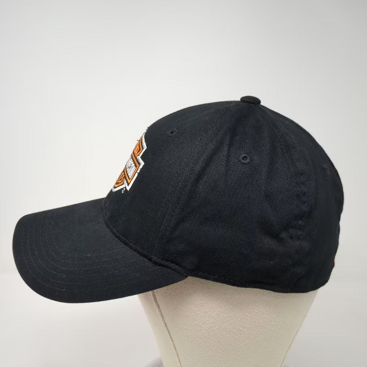 Harley-Davidson Black Baseball Cap M Embroidered Shield Logo Fitted Hat Orange