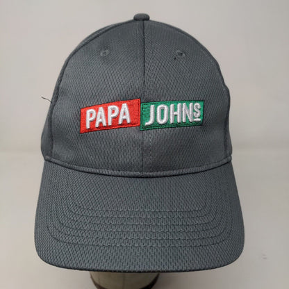 Papa John's Mens Strapback Hat Gray Adjustable Embroidered Logo Employee Uniform