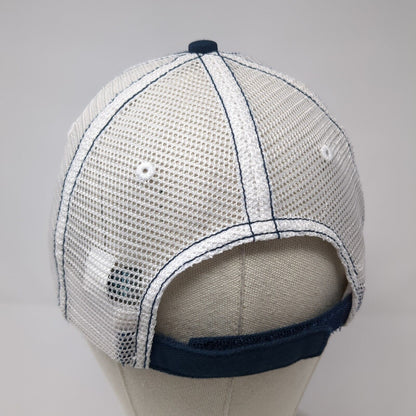 Trinity Farms Strapback Trucker Hat Blue One Size Adjustable Mesh Back District