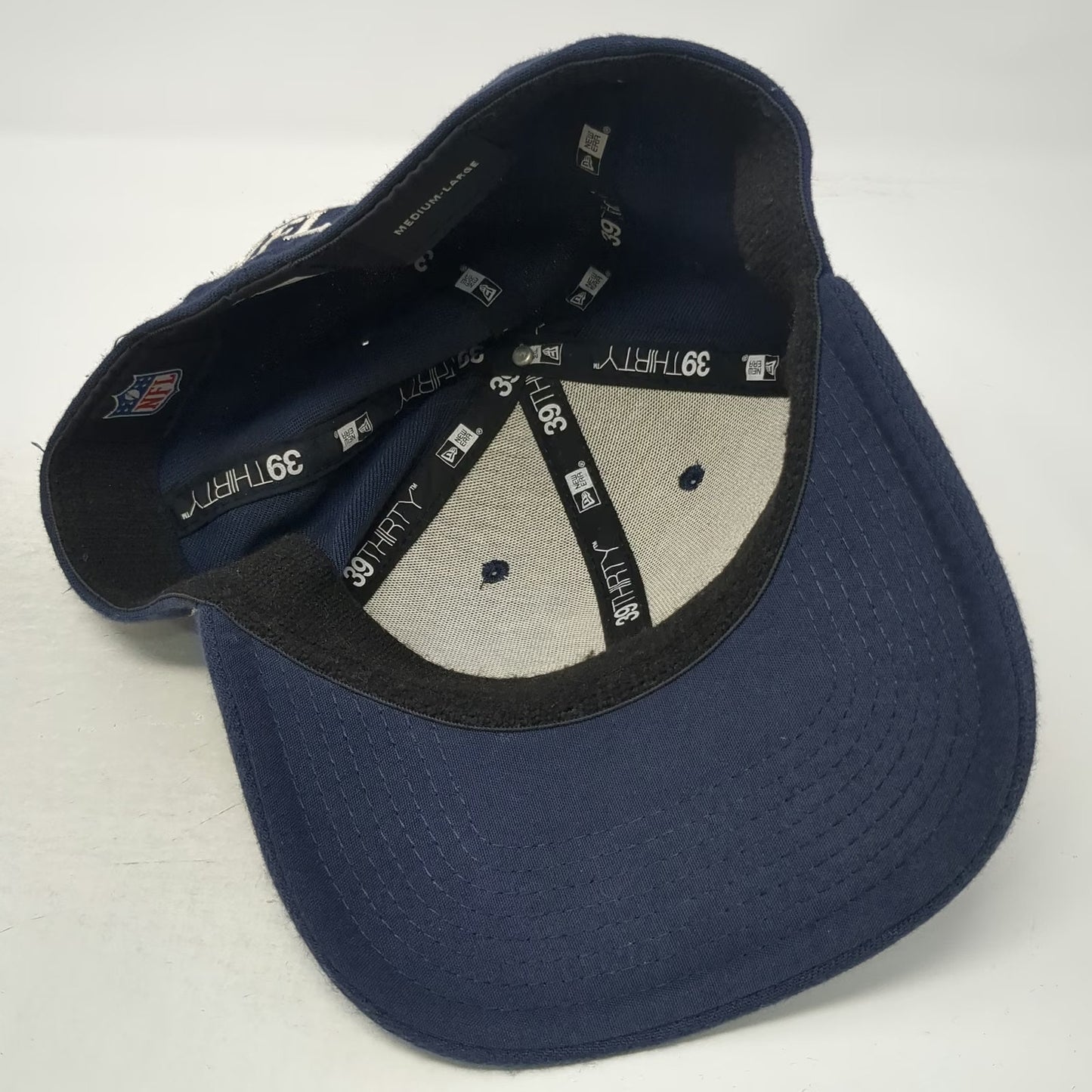 New Era NFL Shield Logo Blue L 39THIRTY Stretch Fit Embroidered Curved Brim Hat
