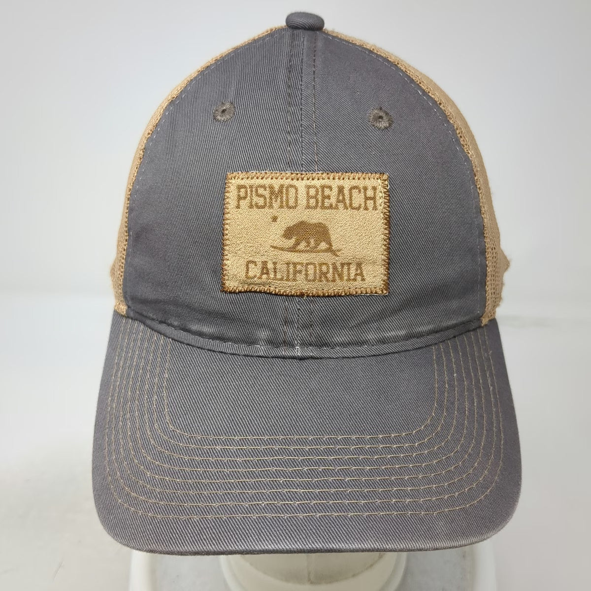 The Game Trucker Hat Gray One Size Pismo Beach California Bear Patch Snapback