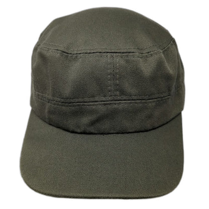 Army Cap Green One Size Hat Flat Crown Adjustable Strap Polyester Solid Color