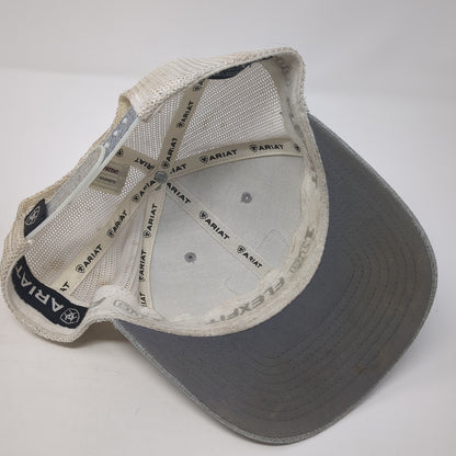 Ariat Logo Patch Snapback Trucker Hat Gray One Size Mesh Back Flexfit