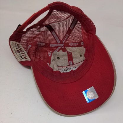 Zephyr Snapback Mesh Back Trucker Hat Louisville Embroidered Logo Tan Red