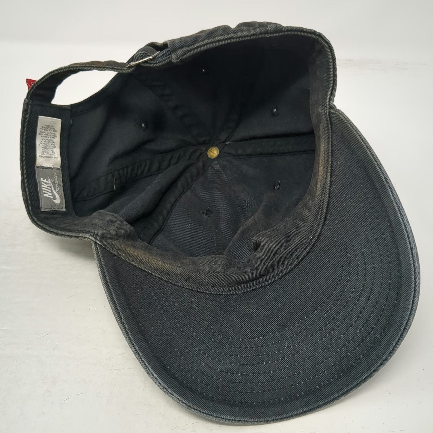 Nike Baseball Cap Black Embroidered Swoosh Slideback Hat Vintage Gray Tag