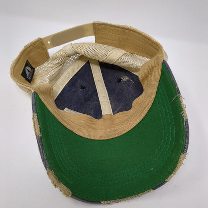 Weekend Hooker Snapback Trucker Hat Blue OS Adjustable Distressed Mesh Back