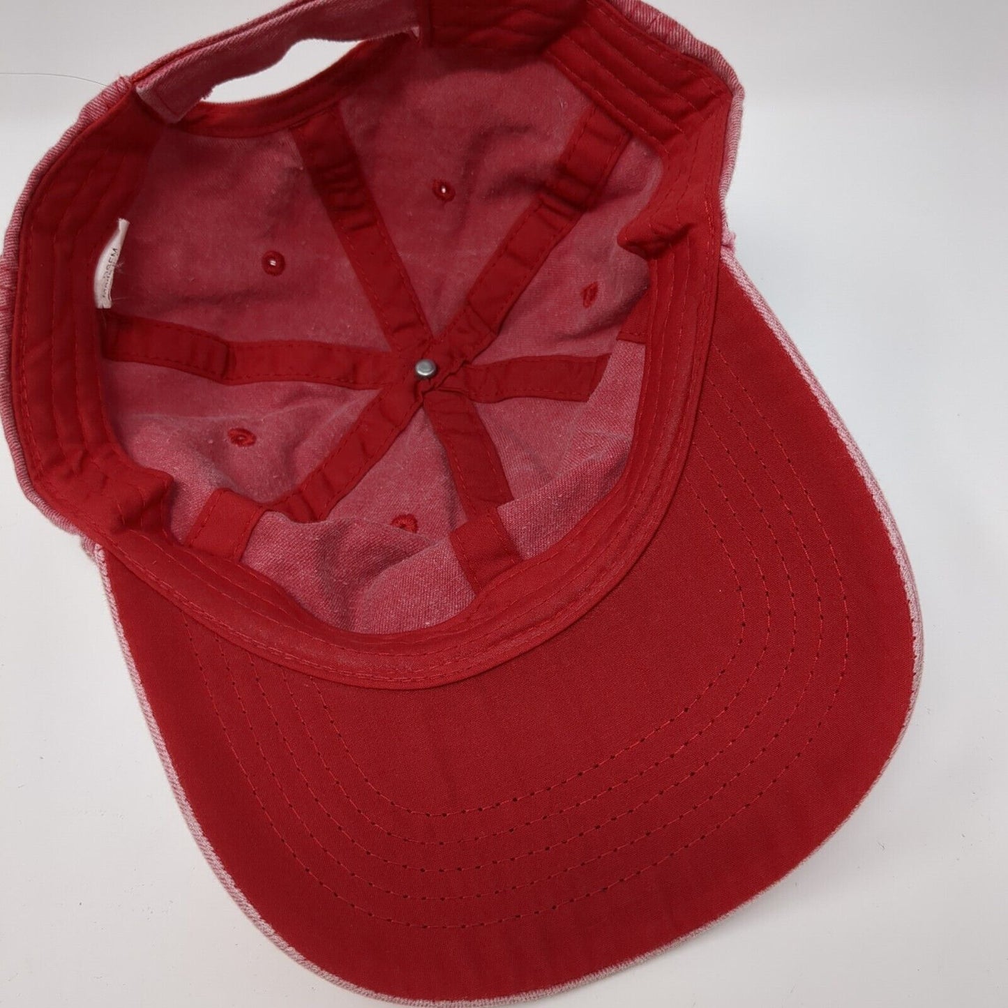 Unbranded Strapback Hat Red One Size Solid Adjustable Blank Vent Holes