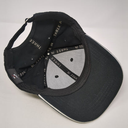 Three In Slideback Hat Black One Size Adjustable 6 Panel Vent Holes