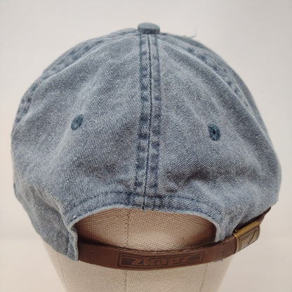 ITASCA Slideback Hat Blue OSFA Adjustable Embroidered Distressed Denim zKapz