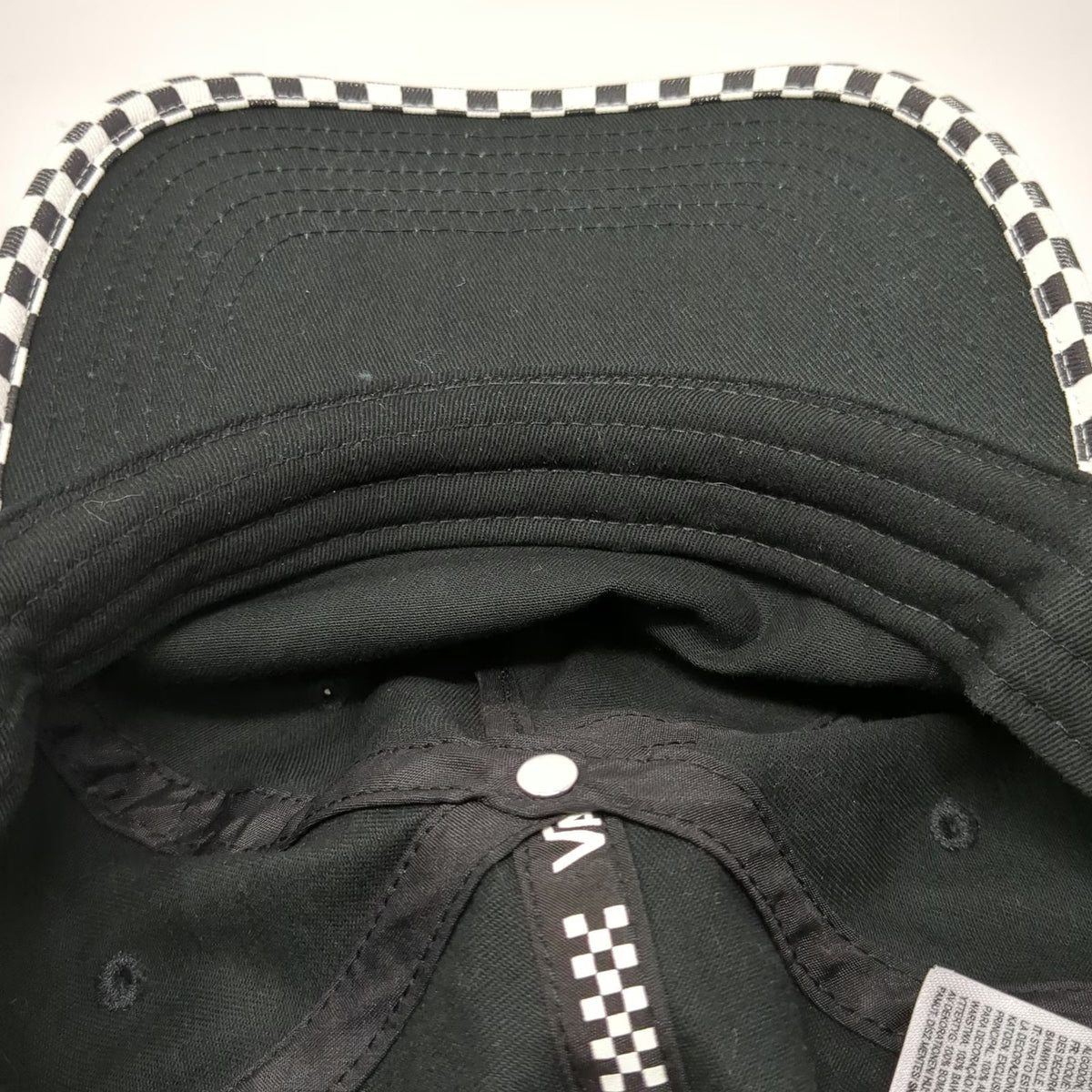 Vans 5 Panel Black One Size Hat Checkered Off The Wall Graphic Slideback