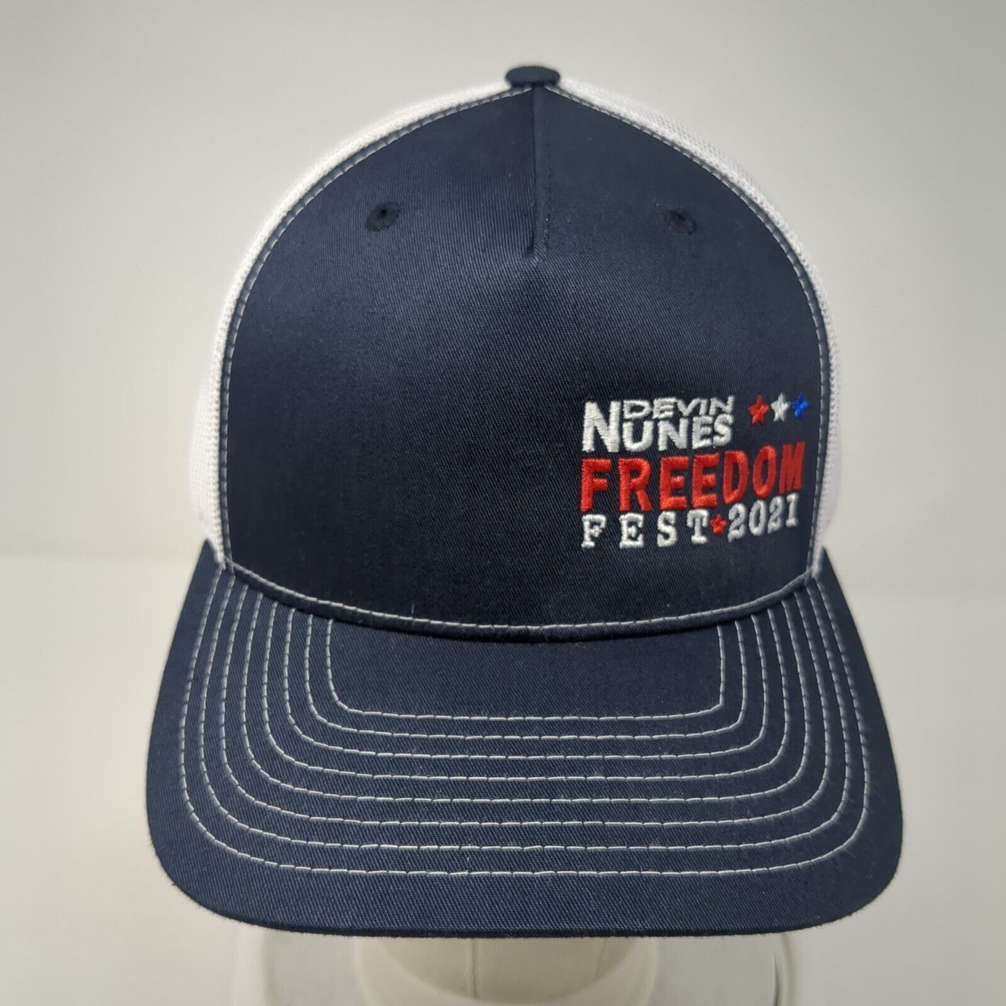 Devin Nunes Freedom Fest 2021 Snapback Trucker Hat Blue One Size Outdoor