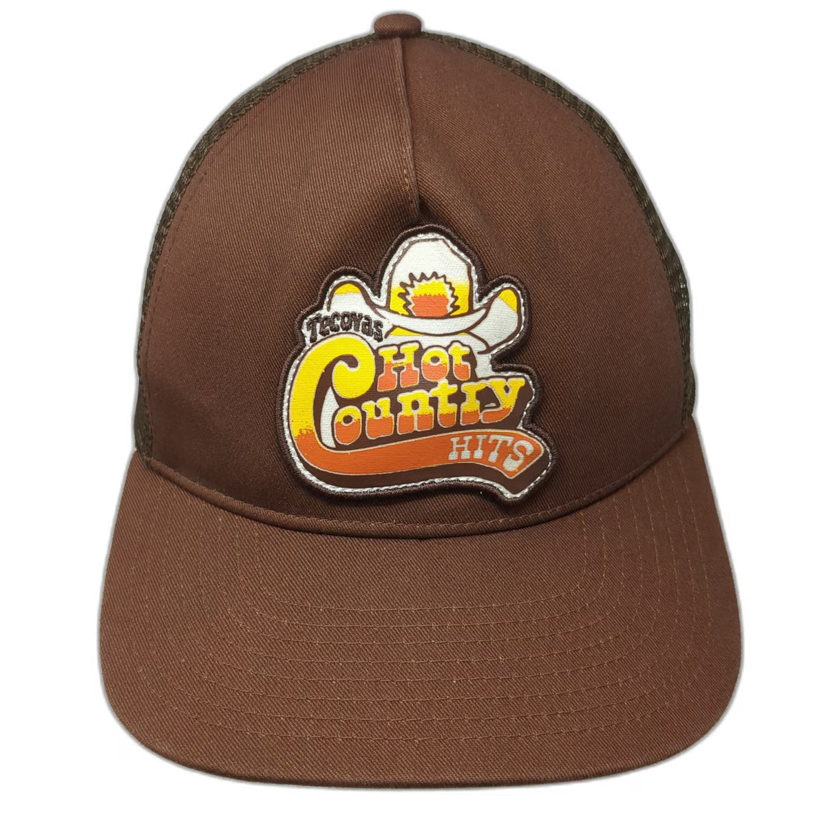 Tecovas Trucker Hat Brown OSFM Mesh Back Hot Country Hits Graphic Patch Snapback