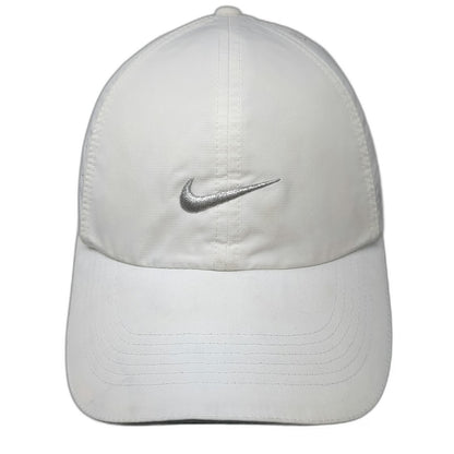 Nike Baseball Cap White One Size Golf Perforated Silver Swoosh Strapback Hat