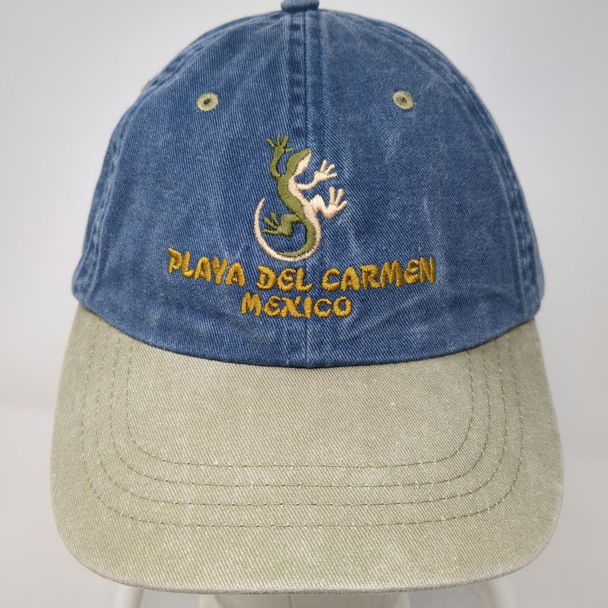 dkps Baseball Cap Blue One Size Playa Del Carmen Mexico Lizard Strapback Hat